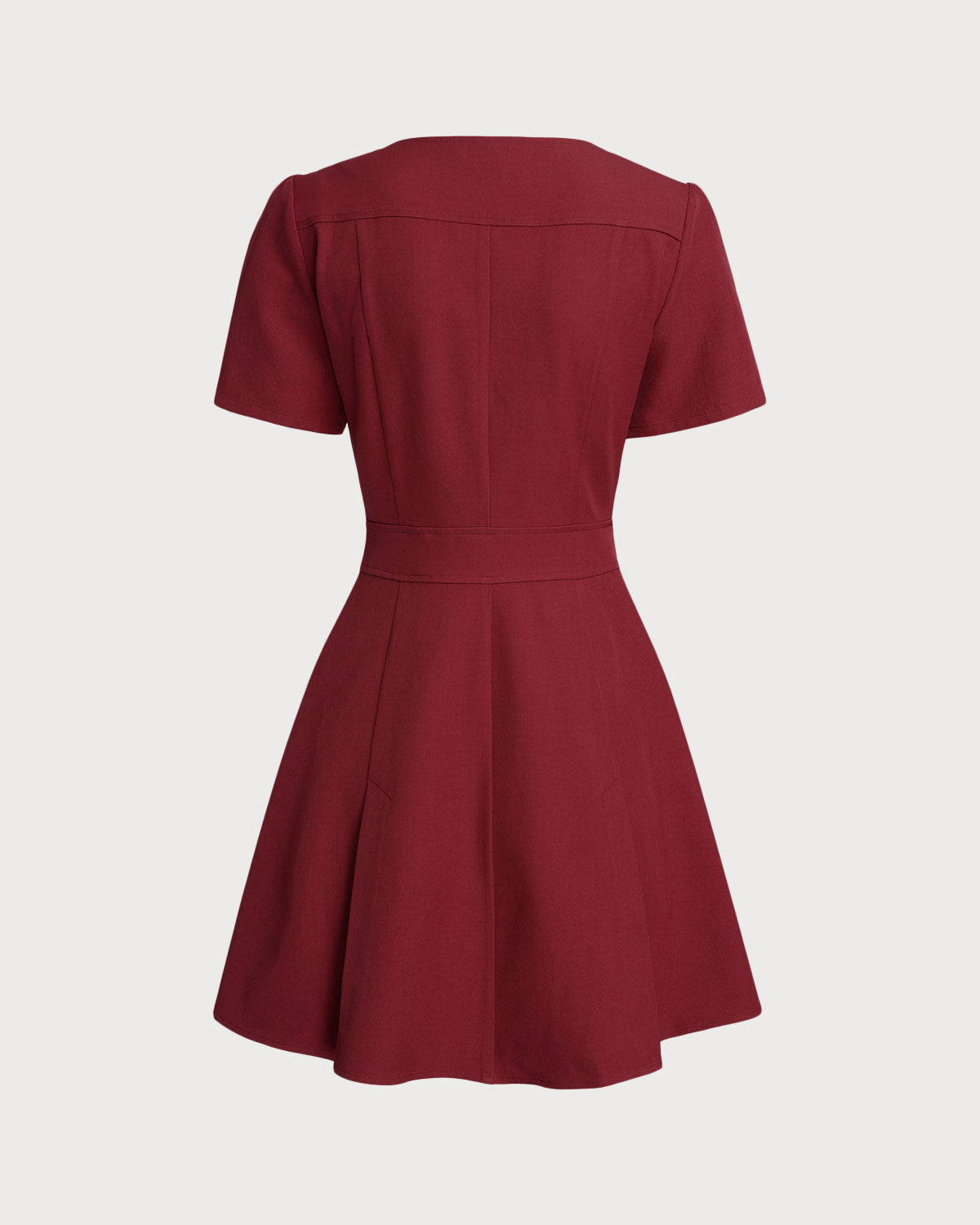 Rotes U-Ausschnitt A-Linien Mini-Kleid